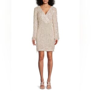 NWT Guess Sequin Mini Sheath Dress Size 2 In Champagne